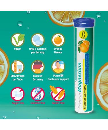 German Magnesium Oxide Supplement | Effervescent Tablets | Orange Flavor 200 mg Magnesium per Serving | Sugar Free Vegan T&D Pharma Made in Germany Orange 60 Count (Pack of 1) - Buy Online on GoSupps.com
