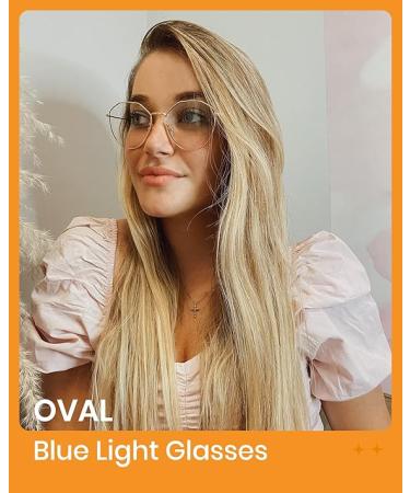 Cyxus Round Blue Light Glasses for Men Women Wire Frame UV Blocking Computer Glasses Clear Lens Metal Ultralight Eyewear - 22 - Oval Gold Frame - Clear Lens - Buy Online on GoSupps.com