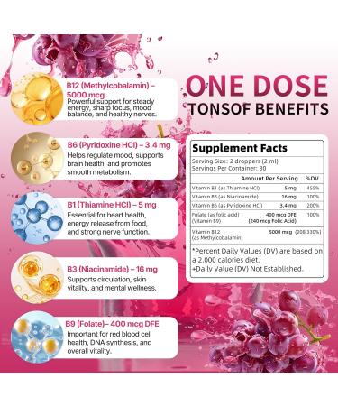 Liposomal Vitamin B12 Sublingual Methylcobalamin Vitamin B Complex Liquid Drops with B6 B1 & B3 Fast Absorption B12 Vitamins for Energy Focus Brain & Heart Support Organic Non-GMO 2 fl oz - Buy Online on GoSupps.com