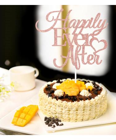 Happily Ever After Cake Topper Wedding Anniversary Party Decorations Bridal Shower Party Decor Vow Renewal Engagement Party Supplies Rose Gold Glitter - Buy Online on GoSupps.com