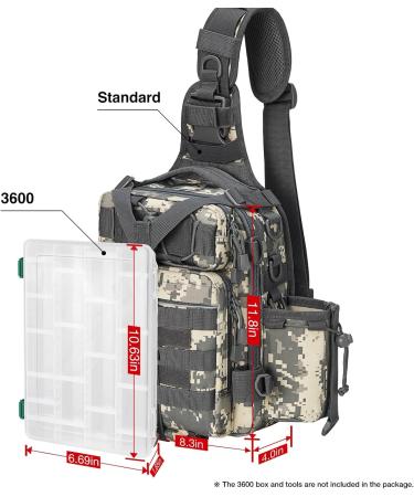 Piscifun Fishing Tackle Bag with Rod Holder | Lightweight Sling Pack for Fishing, Hiking & Hunting | Digital Camouflage | 11.8x8.3x4.0 inch - Buy Online on GoSupps.com