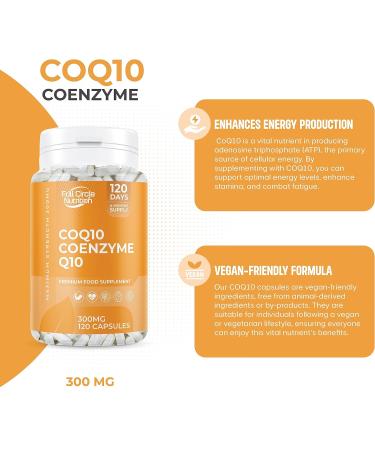 High Strength Ubiquinone Coenzyme Q10 300mg Capsules - 4 Months Supply | Vegan-Friendly & High Absorption CoQ10 Supplement - Buy Online on GoSupps.com