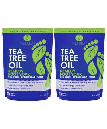 Tea Tree Oil Foot Soak With Epsom Salt  Mint Feet Soak Helps Toenail System Athletes Foot  Stubborn Foot Odor - Foot Bath Salt Softens Calluses  Soothes Sore Tired Feet 14 Ounce (Pack of 2)