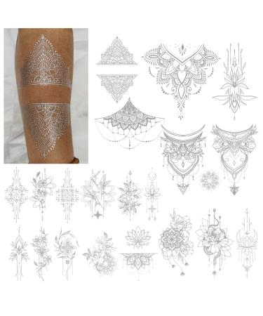 Roarhowl Metallic sparkle temporary tattoos  gold  silver  suitable for all skin tones (silvery 4)