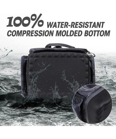 VISMIX Fishing Tackle Bag with 2pcs 3600 Tackle Trays - Large Water-Resistant Storage Bag with Rod Holder, Black Camo - Buy Online on GoSupps.com