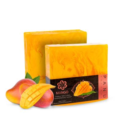 Panu soap mango - vegan shower soap for all skin types - natural soap as a fixed shower gel and solid shampoo - Premium soap bar - natural shower chunk as a fixed shower gel mango 110 g (1 Pack)