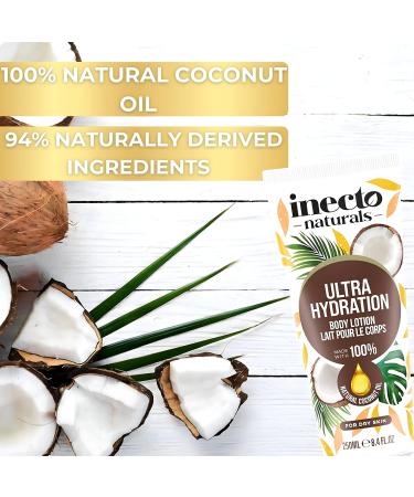 INECTO Natural Ultra Hydration Body Lotion 250ml 100% Natural Coconut Oil Made in UK Vegan Formula Ultra Hydration for Dry Skin - Buy Online on GoSupps.com