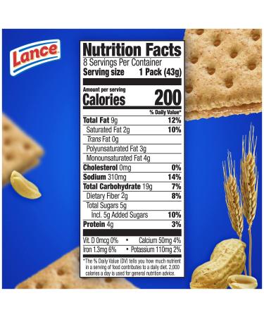 Lance Whole Grain Peanut Butter Sandwich Crackers - 8 Ct Box - Buy Online on GoSupps.com