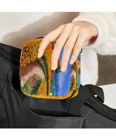 Stylish Menstruation Pad Bag with Zipper - Sunflower Oil Paintings | Women's Tampon & Napkin Organizer - Buy Online on GoSupps.com