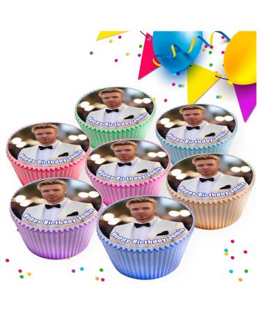 12 X YOUR OWN PERSONALISED PHOTO OR LOGO EDIBLE ICING CUPCAKE TOPPERS DECORATIONS