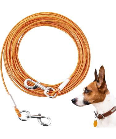 Mi metty dog cable 30ft (9m) Kausproof dog leash for the garden dog leash for large dogs up to 253lbs Dog Runner Tether Line for Outdoor Orange (9m)