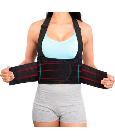 Lower Back Brace with Suspenders | Lumbar Support | Wrap for Posture Recovery, Workout, Herniated Disc Pain Relief | Waist Trimmer Work Ab Belt | Industrial | Adjustable | Women & Men | Black Mesh M Medium (Pack of 1) Black - Buy Online on GoSupps.com