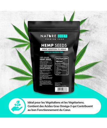 Nature Diet - Hemp Seeds 1000g | Hulled | Decorated | Gluten Free | Vegan - Buy Online on GoSupps.com