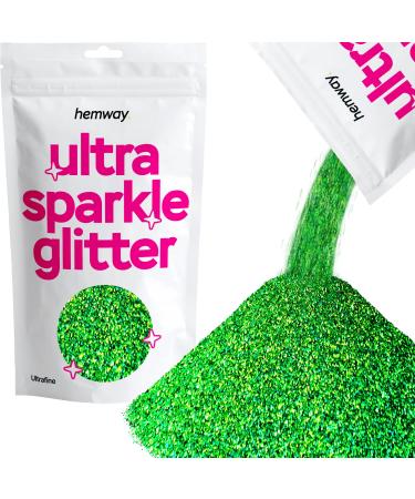 Hemway Premium Ultra Sparkle Glitter Multi Purpose Metallic Flake For Arts Crafts Nails Cosmetics Resin Festival Face Hair - Emerald Green Hologrographic - Ultrafine (1/128 "0.2mm) 100g / 3.5oz Emerald Green Holographic Ultrafine - 100G
