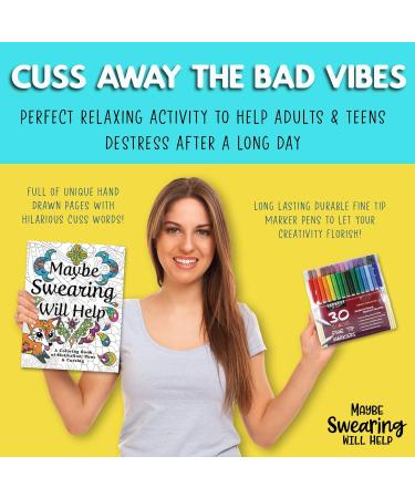 Color Cuss & Laugh Your Way to Less Stress: Swear Word Adult Coloring Book Set with 30 Markers - Fun & Relaxing Anxiety Relief - Buy Online on GoSupps.com