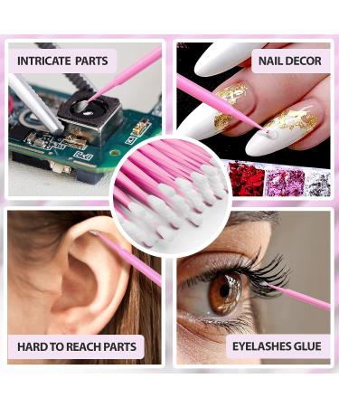 HGLOZ Microswabs for Eyelash Extensions (Pack of 500) - 2mm Pink Soft Micro Applicator Brush for Makeup Application and Cleaning - Buy Online on GoSupps.com