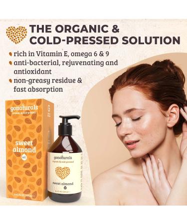 Gonatural Organic Almond Oil - 100% Pure Cold-Pressed Vegan - 250ml for Face Body Hair Beard Nails - Cruelty-Free - Buy Online on GoSupps.com