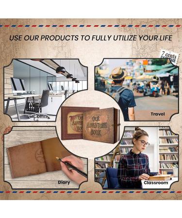 JIMBON Our Adventure Book 180 Pages Scrapbook Photo Album Retro Style Embossed Letter Leather Cover Travel Diary Journal Scrap Book For Couples Memory Book For Anniversary Wedding Best Friend Gift 10.2 inch Brown - Buy Online on GoSupps.com