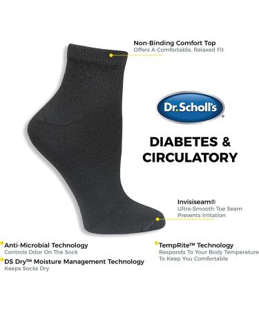 Dr. Scholl's Women's Diabetic Circulator Socks - 4 & 6 Pair Packs, Ankle 8-12, Black - Buy Online on GoSupps.com