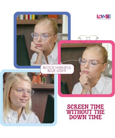 Stylish Blue Light Glasses for Women - Heart Shaped Gold Frame Blocking Blue Light for Screens Ideal for Computer Phone TV & Gaming - Buy Online on GoSupps.com