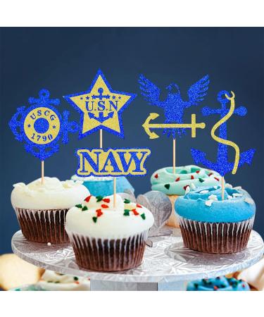 Keaziu 24PCS Military Themed Cupcake Toppers Navy Military Themed Retired Cupcake Picks Navy Bound Themed Cupcake Decorations Retirement Army Birthday Party Cake Decorations Supplies Navy Blue 2 - Buy Online on GoSupps.com