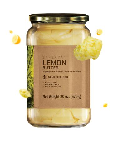 Raw Lemon Butter | Natural Citrus Fragrance and Yellow Color | Cooling Massage Medium | Soft Texture | Rural Coop | Lotions Creams | DIY Moisturizer for Skin Body and Hair | Glass Jar | 20 oz 20 Ounce (Pack of 1)