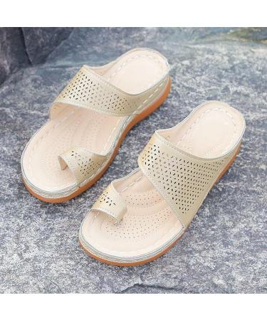 Stylish Bunion Flip Flops for Plantar Fasciitis Women - Arch Support Sandals for Hallux Valgus - Lightweight Orthopedic Slippers - Size 5.5 Beige - Buy Online on GoSupps.com