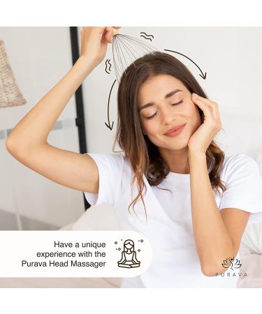 PURAVA Original Head Massager - Improved Design for Relaxation and Scalp Stimulation - Pack of 2 Silver + Wood - Buy Online on GoSupps.com