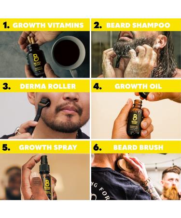 Beard Club Advanced Beard Growth Kit - Derma Roller, Growth Oil, Vitamins, Spray, Shampoo & Brush - Buy Online on GoSupps.com
