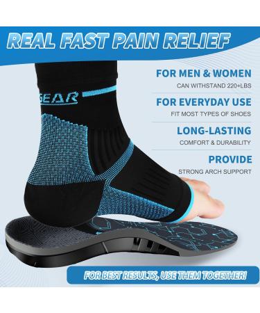Plantar Fasciitis Relief Kit - Compression Foot Sleeves & Arch Support Insoles - Fast Pain Relief & All-Day Comfort - 1 Pair Socks & Insoles (Blue) - Women 5-7 Men 6-7.5 - Buy Online on GoSupps.com