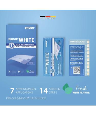 Onuge Bright White Teeth Whitening Strips - Peroxide-Free Sensitive Teeth Safe - 14 Strips for 7 Days Whitening - Buy Online on GoSupps.com