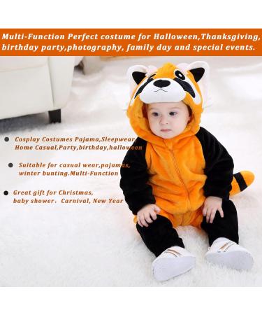 Doladola Baby Rompers Animal Hooded Onesie | Toddler Jumpsuits Autumn Winter Outfits | 0-3 Months Raccoon - Buy Online on GoSupps.com