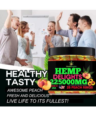 Hemp Gummies-Peach Rings Premium Hemp Oil Gummy Bears-Fresh and Full Flavor-Peach Infused Edibles-Great for Back, Rest, Knees, Calm, Relax, Discomfort-Made in USA - Buy Online on GoSupps.com
