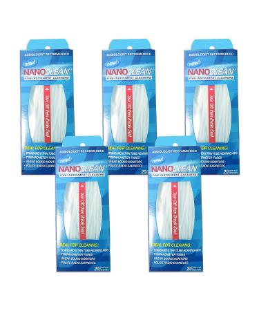 NanoClean All-in-1 Hearing Aid Cleaning Kit- 5 Packs of 100 Ready-to-Use Strands -Gentle & Effective Hearing Aid Cleaning Brush Thread-Fine Instrument Cleaners, Earbud Cleaner, Hearing Aid Accessories