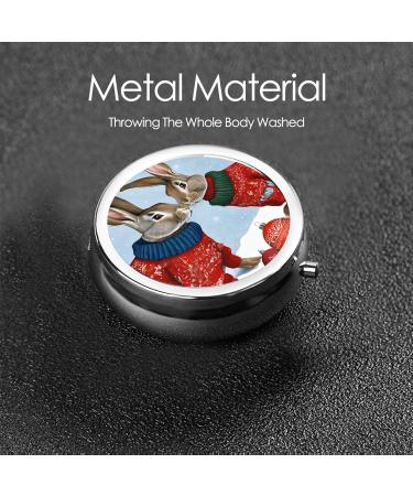Bunny Rabbit Round Pill Box - 3 Compartment Mini Travel Organizer for Vitamins & Medicine | Portable Decorative Purse Case - Buy Online on GoSupps.com