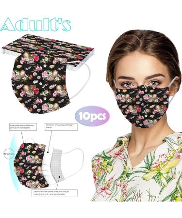10PC Disposable Face_Masks Flower Print 3 Ply Breathable Face_Cover Flower Women Fashion Face Covering Protections Multicolor-3 As shown - Buy Online on GoSupps.com