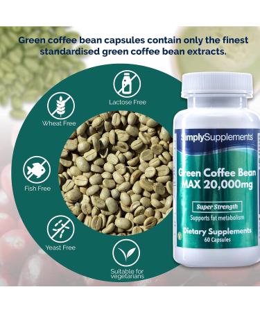 Green Coffee Bean Extract Capsules 20,000mg | Zinc for Fat Metabolism | 60 Capsules | Vegan | UK Made - Buy Online on GoSupps.com