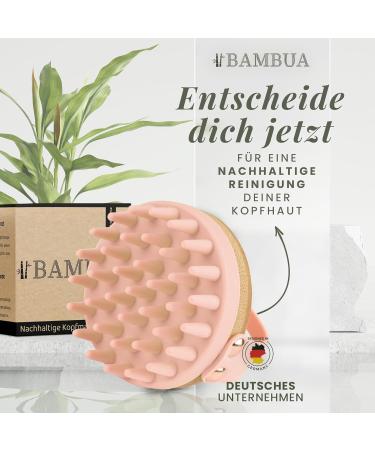 Premium Bambua Scalp Massage Brush - Anti-Dandruff Head Massager with E-Book for Healthy Scalp - Pink | International Shipping - Buy Online on GoSupps.com