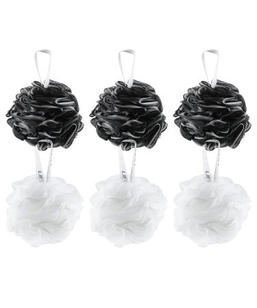Lifeforce Shower Puff Loofah 60g/ PCS Shower Exfoliating Bath Sponge for Adults Comfortable and Soft Mesh Bath Loofah Body Exfoliating Bath Sponge Luxurious Classic Colours(Set of 6) 3 X Black & 3 X White