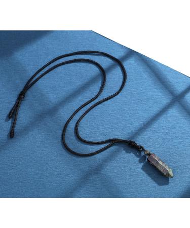XIANNVXI Healing Crystal Necklace - Natural Gemstone Hexagonal Point Pendant - Adjustable Rope Reiki Jewelry for Men and Women - Blood Stone - Size L - Buy Online on GoSupps.com