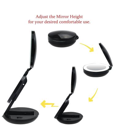 VrHere MirriM LED Lighted Travel Makeup Mirror 10x/1x Magnification - Luxury Double Sided Folding Vanity/Cosmetic Mirror (Black) - Buy Online on GoSupps.com