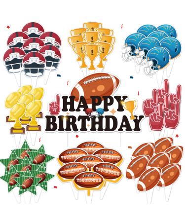 73pcs Super Ball Cupcake Toppers Football cake topper for Football Theme Birthday cake decoration Sports Game Day party supply