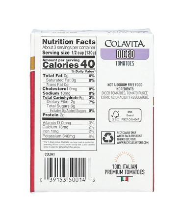 Colavita Italian Diced Tomatoes - Perfect for Sauces, Pasta, Bruschetta, and Soups - Eco-Friendly Tetra Recart Box - Pack of 16 (13.76 oz each) - Buy Online on GoSupps.com