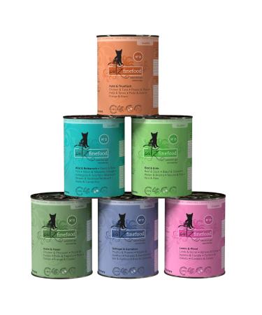 Catz Finefood Delight Cat food wet Multipack 2 varieties Mix package 2 with chicken tuna beef red bark lamb shrimp 6 x 400 g doses 400 g (6 Pack) Collection II