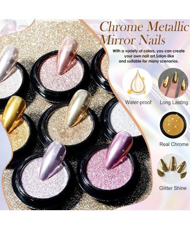 Light Gold Chrome Press on Nails - 24PCS Medium Almond Shape | SXVME Metallic Fake Nails for Glamorous Looks - Buy Online on GoSupps.com