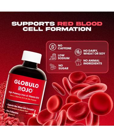 Globulo Rojo Iron Supplement - Liquid Dietary Supplement with High Potency Iron & B Vitamins (Vegan) (1 Pack) - Buy Online on GoSupps.com