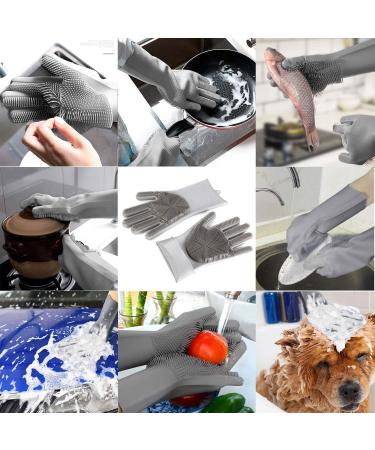 Voarge Silicone Gloves - Antibacterial Cleaning Brush & Wash Scrubber for Kitchen Dishes Bathroom & Car Wash (Gray) - Buy Online on GoSupps.com