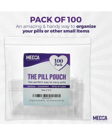 Extra-Thick Pill Pouch Bags - BPA Free Reusable 3x2 Zipper Storage Pouches Pack of 100 | Daily AM PM Travel Organizer - Buy Online on GoSupps.com