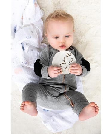 Little Pear Wooden Monthly Milestone Cards  Baby Milestone Photo Props  Wooden Monthly Photo Prop Cards Gray Wood Milestone Discs - Buy Online on GoSupps.com