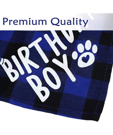 Dog Birthday Bandana - Plaid Cotton Triangle Scarf for Small Medium Dogs & Cats | Washable Birthday Party Supplies (Blue) - Buy Online on GoSupps.com